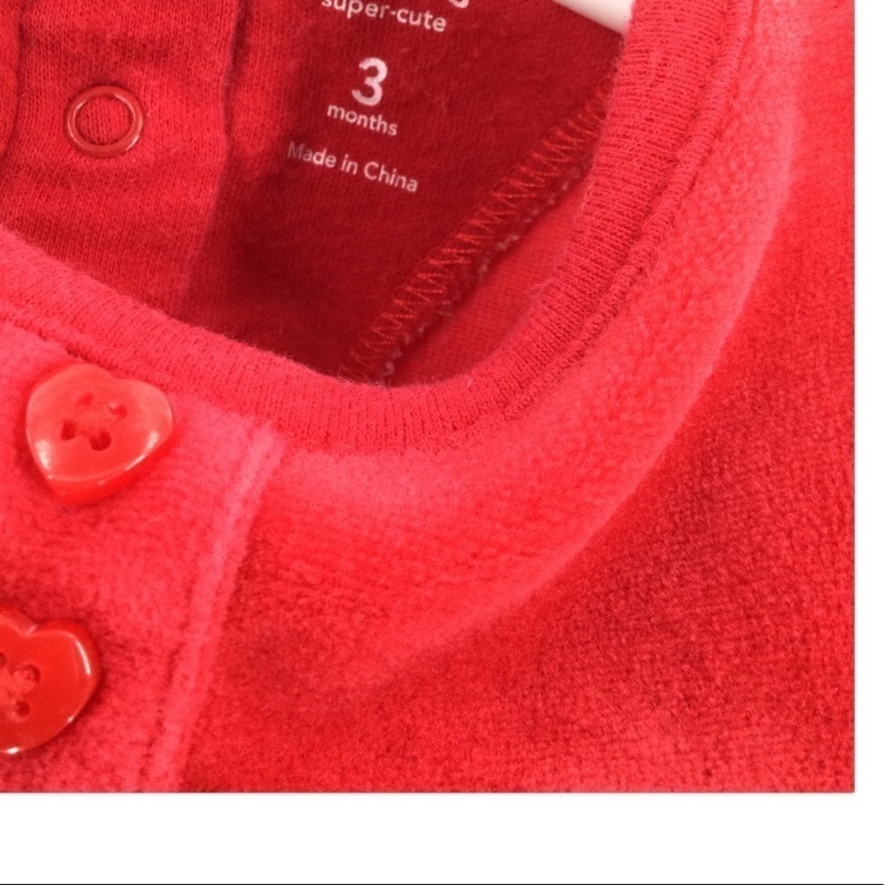 Carter’s Girls Red Velour Top with‎ Black and White Heart Pants Set - Picture 8 of 9